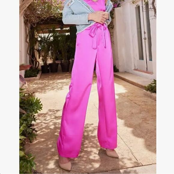 Generation Love | NWTs Maria Satin Pants in Electric Pink Size Large - Picture 1 of 15